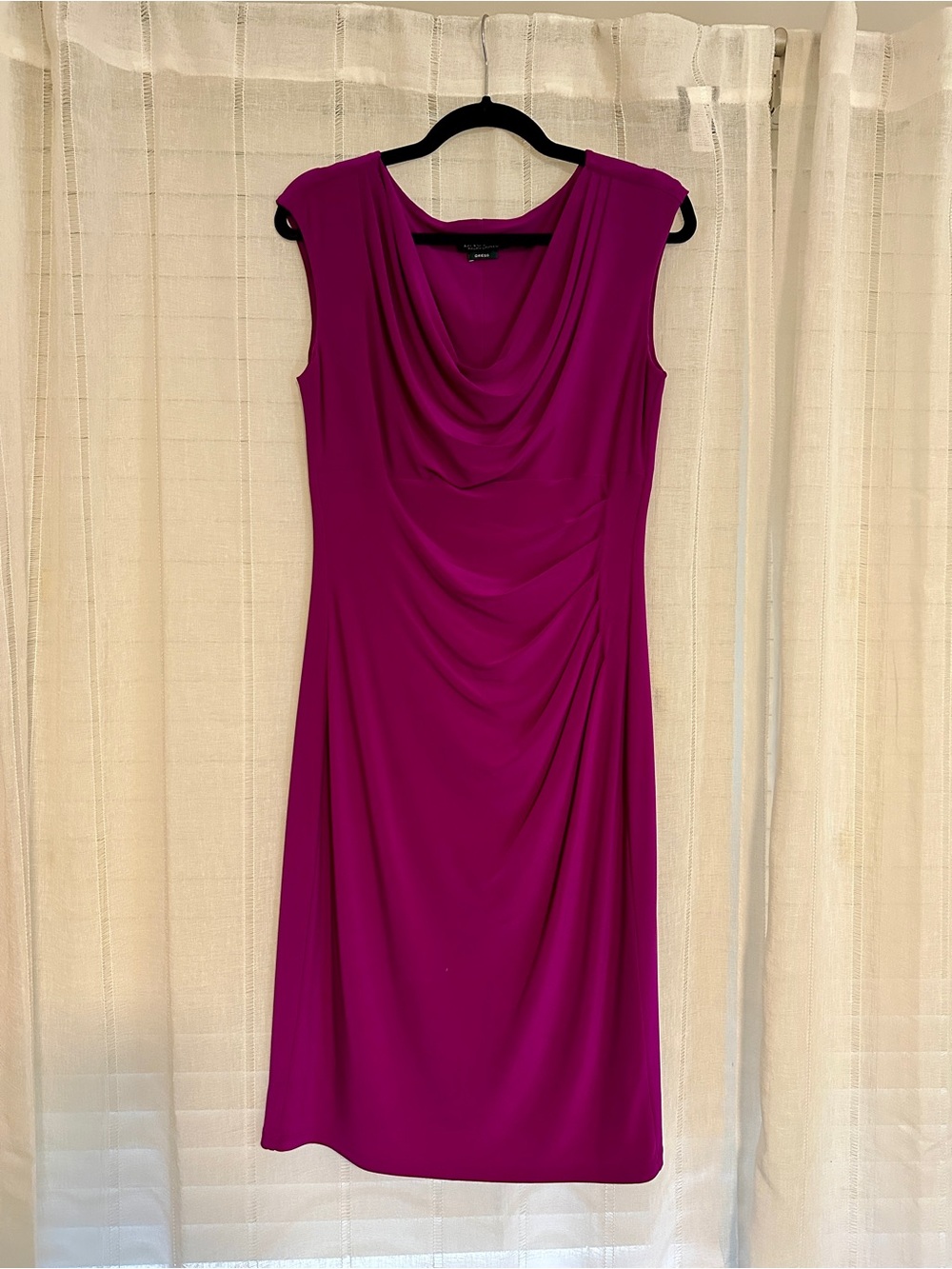 Ralph Lauren Sleeveless Draped Neck Fuchsia Dress